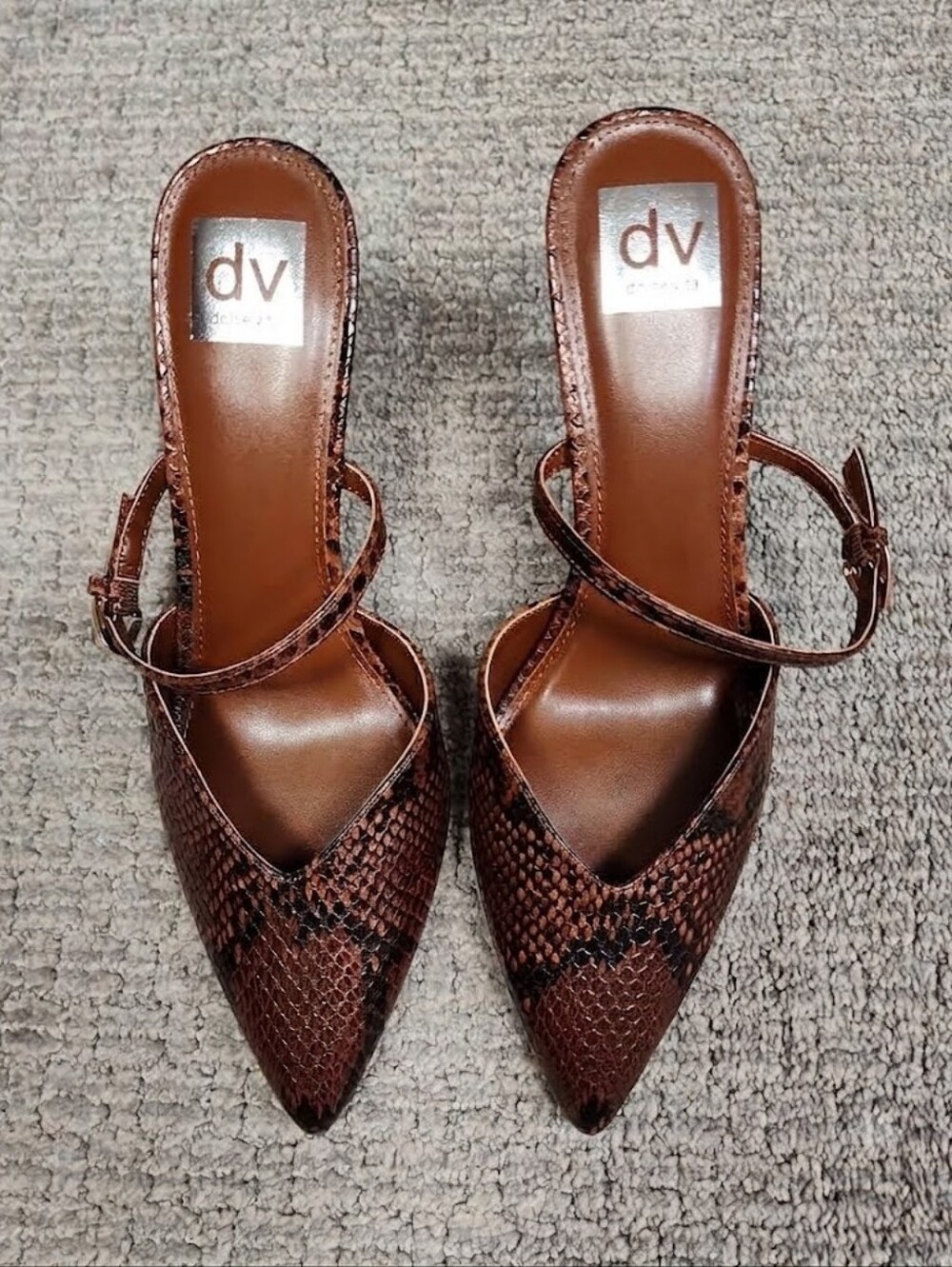 NEW! DV by Dolce Vita Elodey Snakeskin Stiletto Mules Women's Shoes - Size 9